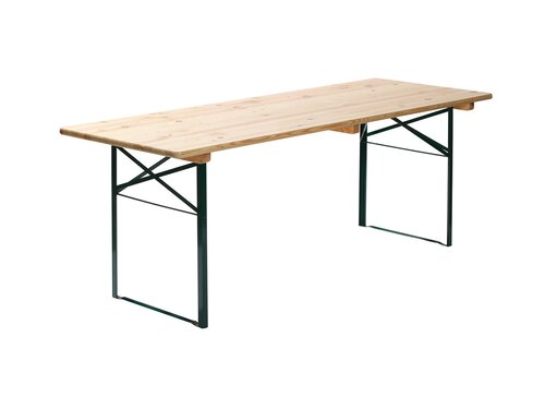 Biertisch 80 cm, Tischplatte ca. 25 mm stark, grnes Winkeleisen Gestell, klappbar,  BTH 2200 x 800 x 780 mm