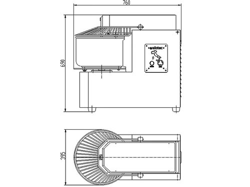 vaiotec EASYLINE Teigknetmaschine 12 kg, 20 Liter, mit aufklappbarem Rhrwerk und abnehmbarem Kessel, 1 Geschwindigkeit, 400V
