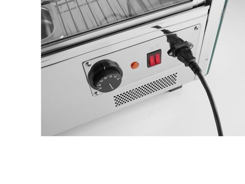 HENDI Warmhaltevitrine, 120 Liter, 2 Schiebetren, 3 Auslagen, BTH 752 x 640 x 740 mm