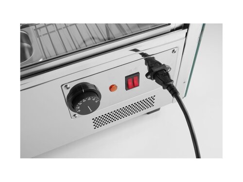 Hendi Warmhaltevitrine, 2 Schiebetren, Edelstahl, 160 Liter, BTH 885 x 570 x 680 mm