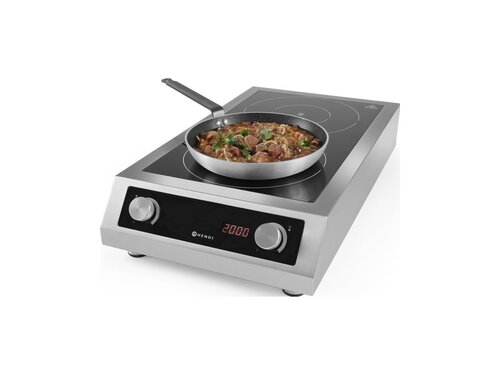 Hendi Induktionskocher 7000, 7 kW, 2 Kochfelder, 400 V, BTH 405 x 700 x 145 mm