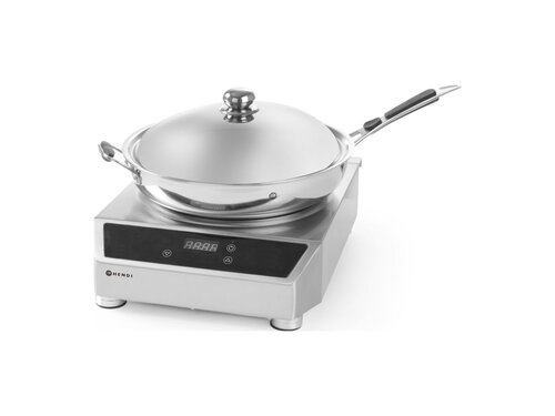 HENDI Induktionswok Modell 3500, Edelstahl, 230V, 3,5 kW, BTH 340 x 450 x 130 mm