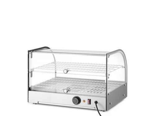 HENDI Warmhaltevitrine mit gew�lbter Frontscheibe, 2 Auslagen, GN 1/1 Roste, BTH 460 x 634 x 544 mm