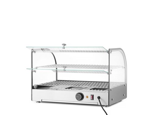 HENDI Warmhaltevitrine mit gew�lbter Frontscheibe, 2 Auslagen, GN 1/1 Roste, BTH 460 x 634 x 544 mm