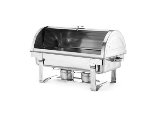 Hendi Rolltop Chafing Dish, GN 1/1, bis zu 100 mm tief, Inhalt 9 Liter, 2 Brennpastenbehlter