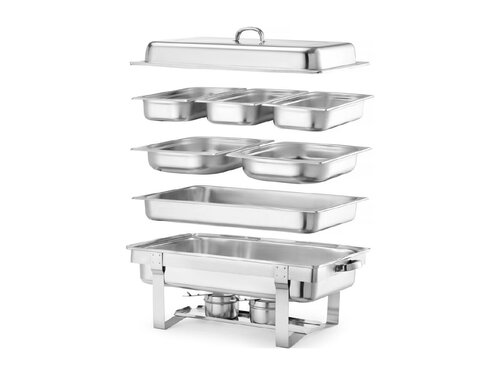 Hendi Fiora Chafing Dish, GN 1/1, bis zu 100 mm tief, Inhalt 9 Liter, 2 Brennpastenbeh�lter