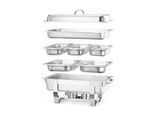 Hendi Fiora Chafing Dish Set mit 2x GN 1/2 und 3x GN 1/3 Beh�ltern, f�r bis zu 100 mm tiefe Beh�lter