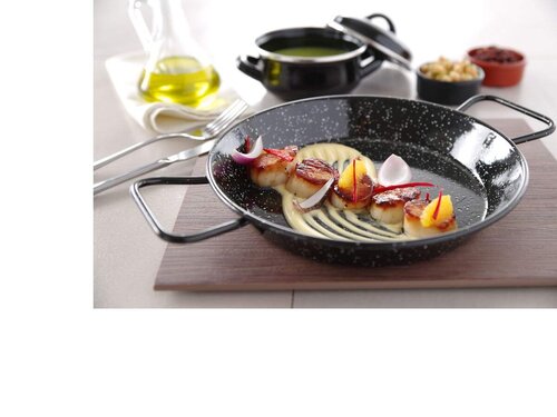 Hendi Paellapfanne mit 2 Griffen, Flachstahl emailliert,  240 mm, Hhe 40 mm