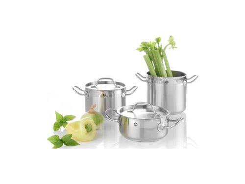 Hendi Kochtopf niedrig mit Deckel, 1,5 Liter, aus Edelstahl, � 160 mm, H�he 75 mm