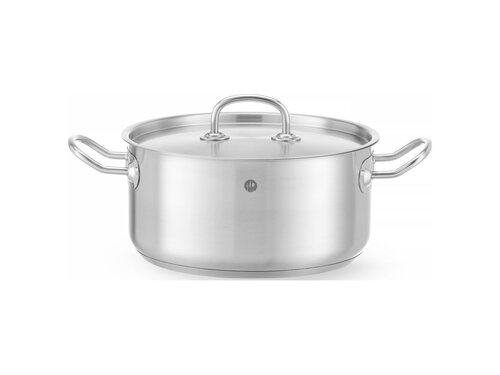 Hendi Bratentopf niedrig, mit Deckel, aus Edelstahl, 4,9 Liter, � 240 mm, H�he 110 mm