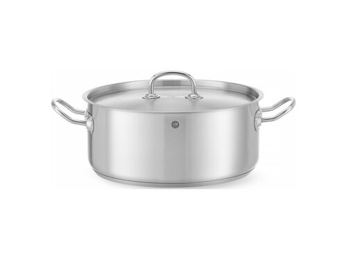 Hendi Bratentopf niedrig, mit Deckel, aus Edelstahl, 7,3 Liter, � 280 mm, H�he 120 mm