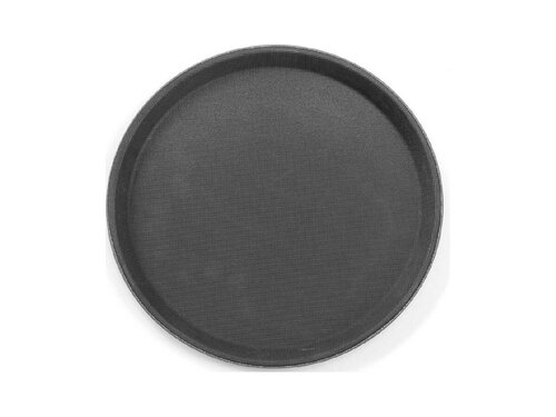 HENDI Serviertablett rund, stapelbar, Gummi-Antirutschbeschichtung, BTH 20 x 408 x 408 mm