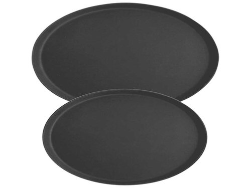 Tablett oval, mit rutschhemmender Oberflche, schwarz, BTH 600 x 735 x 25 mm