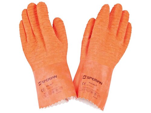 Latex-Handschuhe, fnf Finger, orange, Lnge 30 cm, fnf Finger