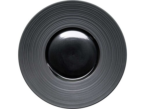 Serie Gourmet Kontrast Teller flach mit breiter, strukturierter Fahne  300 mm, schwarz, BTH 0 x 0 x 40 mm
