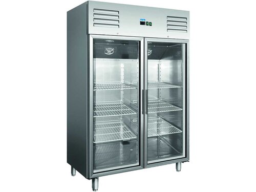 Kühlschrank mit 2 Glastüren, Edelstahl, 1173 Liter, Umluft, 1340 x 810 x 2000 mm