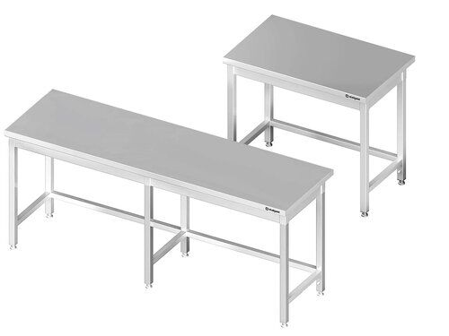 Arbeitstisch PROFI Edelstahl mit Verstrebung und Aufkantung, 1100 x 700 x 850 mm, verschwei�t