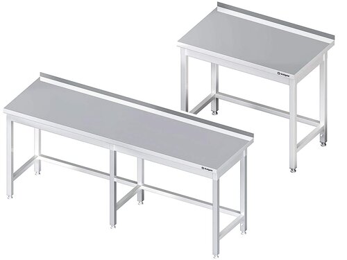 Arbeitstisch PROFI Edelstahl mit Verstrebung und Aufkantung, BxTxH 1900 x 600 x 850 mm, verschwei�t