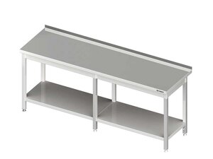 Arbeitstisch PROFI Edelstahl mit Grundboden mit Aufkantung 2000x600x850 mm verschwei�t