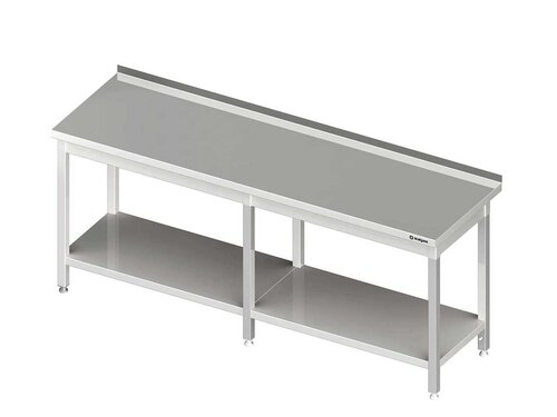 Arbeitstisch PROFI Edelstahl mit Grundboden mit Aufkantung 2400x600x850 mm verschwei�t
