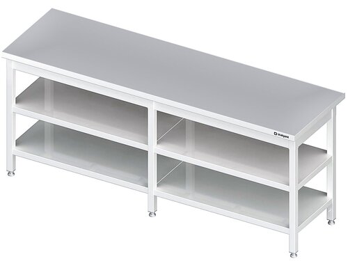 Arbeitstisch PROFI Edelstahl mit Grund- und Zwischenboden ohne Aufkantung 1900x600x850 mm verschwei�t