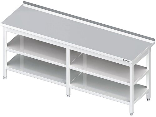 Arbeitstisch PROFI Edelstahl mit Grund- und Zwischenboden mit Aufkantung 1900x700x850 mm verschwei�t