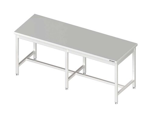Zentralarbeitstisch PROFI Edelstahl mit mittiger Strebe ohne Aufkantung 2300x800x850 mm verschwei�t