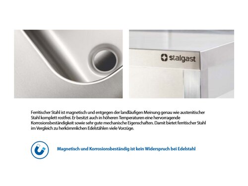 Zentralarbeitstisch PROFI Edelstahl mit mittiger Strebe ohne Aufkantung 2300x800x850 mm verschwei�t