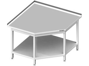 Eckarbeitstisch PROFI Edelstahl mit Grundboden und Aufkantung 1200x1200x850 mm fest verschwei�t