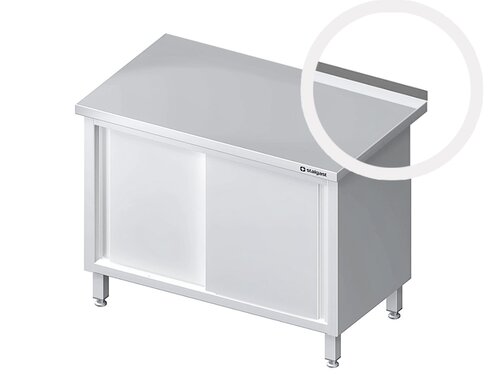 Arbeitsschrank PROFI Edelstahl mit Schiebet�ren, verschwei�t, Bautiefe 700 mm, mit Aufkantung, BTH 1300 x 700 x 850 mm