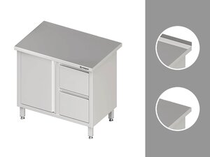 Arbeitsschrank PROFI Edelstahl mit Fl�gelt�r und 2er...