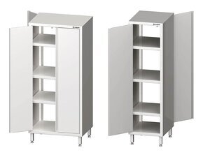 Edelstahl Durchreiche-Hochschrank PROFI mit Fl�gelt�r, verschwei�t, BTH 400 x 600 x 1800 mm