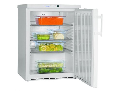 Kühlschrank, Umluftkühlung, Stahlblech weiß, pulverbeschichtet, stoß- und schlagfest, BTH 600 x 615 x 830 mm