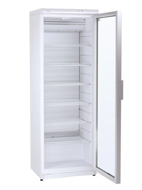 Flaschenkühlschrank CD 350 weiß, mit Glastür und 6 Rosten, BTH 600 x 600 x 1730 mm