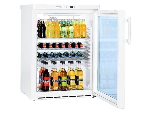 Getränkekühlschrank, Umluftkühlung, Glastürkühlschrank, Stahlblech weiß, BTH 600 x 615 x 830 mm