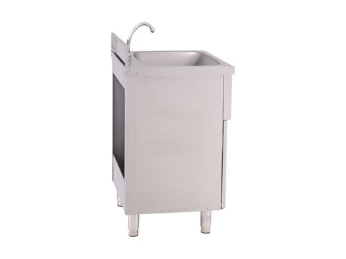 KBS Handwaschbecken, mechanischer Timer mit 7 Sekunden, mit Wasserhahn, Aufkantung, BTH 500 x 400 x 850 mm