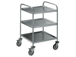 Servierwagen, gestanzte Ablagebden aus Chromstahl, mit Bgelgriff & Rahmen aus Rundrohr, BTH 910 x 590 x 950 mm