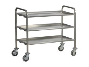 Schwerlast-Servierwagen, Konstruktion in CNS (AISI304), geschraubte�Version, Rundrohrrahmen �2,5cm, BTH 1110 x 660 x 980 mm