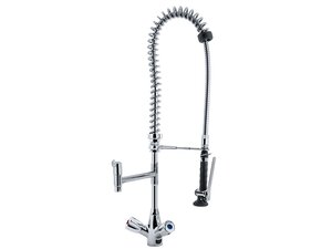 KBS Knebel-Geschirrwaschbrause, mit Einlochbatterie und Edelstahl Schwenkhahn PAK-Frei