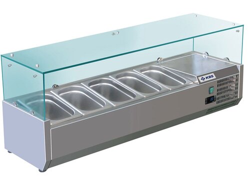 Kühlaufsatz RX1400 mit Glasaufbau 5x GN 1/3, 1400x395x435 mm