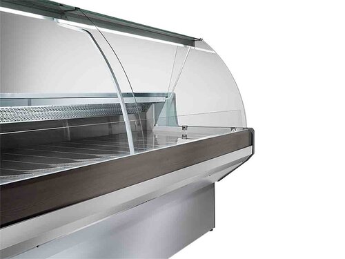 KBS Frischwarentheke Pablo 3 250 U mit Umluftk�hlung, gebogener Glasaufbau, LED Beleuchtung, BTH 2500 x 910 x 1280 mm