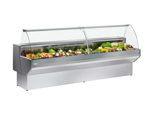 KBS Frischwarentheke Pablo 3 250 U mit Umluftk�hlung, gebogener Glasaufbau, LED Beleuchtung, BTH 2500 x 910 x 1280 mm