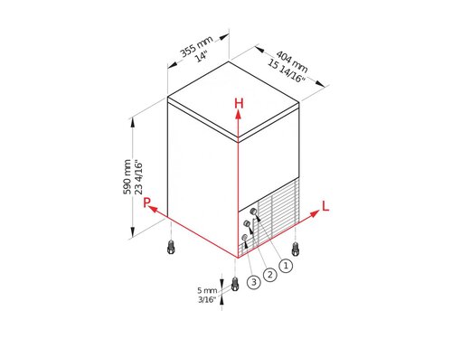 Brema Kegeleisbereiter, Vollkegel 22 kg/24 h, 4 kg Eisvorratsbeh�lter, luftgek�hlt, R452a, BTH 355 x 404 x 590 mm