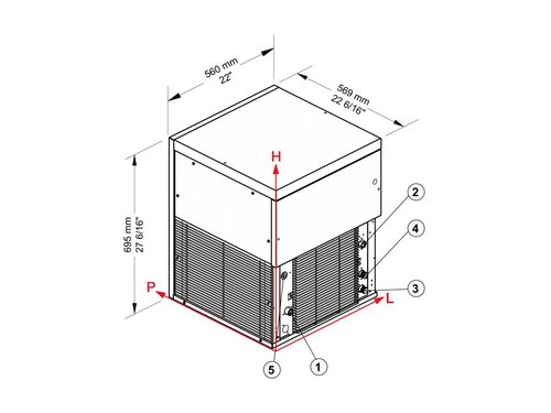 Brema Flockeneisbereiter, 280 kg/24 h, luftgek�hlt, ohne Speicher, BTH 560 x 569 x 695 mm
