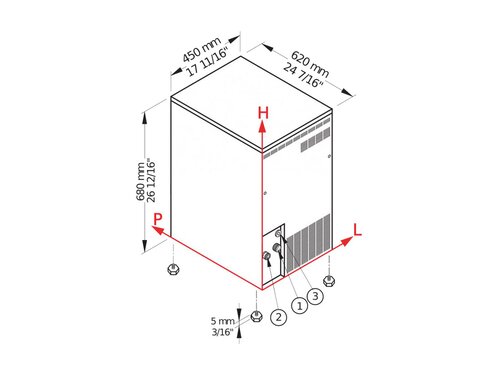 Brema Nuggeteisbereiter, 55 kg/24 h, luftgek�hlt, 10 kg Eisvorratsbeh�lter, BTH 450 x 620 x 680 mm