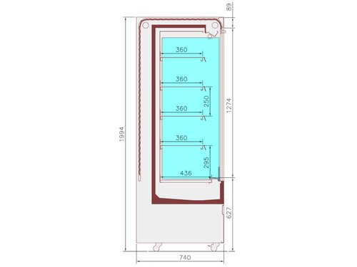 Wandkühlregal Shutter Pro mit integriertem Rollladen und 4 höhenverstellbaren Böden in verschiedenen Breiten