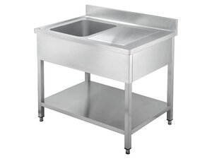 vaiotec TOPLINE 700 Sp�ltisch, 1 Becken links, Abtropffl�che, Grundboden, BTH 1000 x 700 x 850 mm