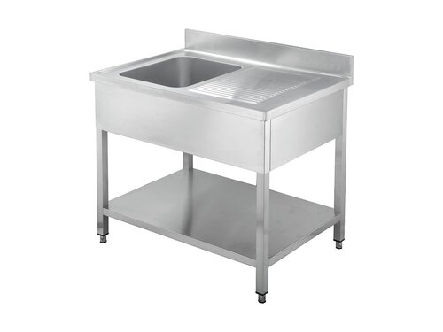 vaiotec TOPLINE 700 Sp�ltisch, 1 Becken links, Abtropffl�che, Grundboden, BTH 1400 x 700 x 850 mm