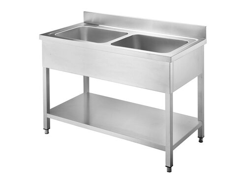 vaiotec TOPLINE 600 Sp�ltisch, 2 Becken mittig, Grundboden, BTH 1000 x 600 x 850 mm