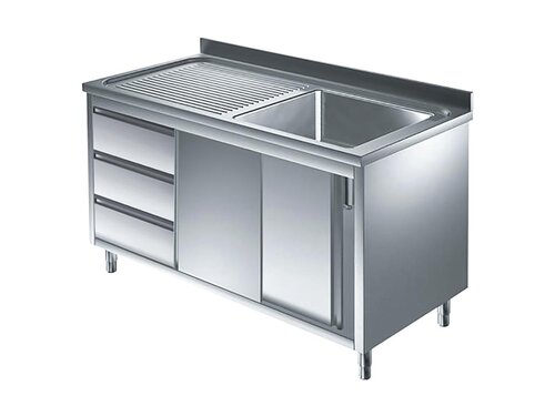 Spülschrank 1 Becken rechts mit Schubladen 150x60x85cm - konkursverka